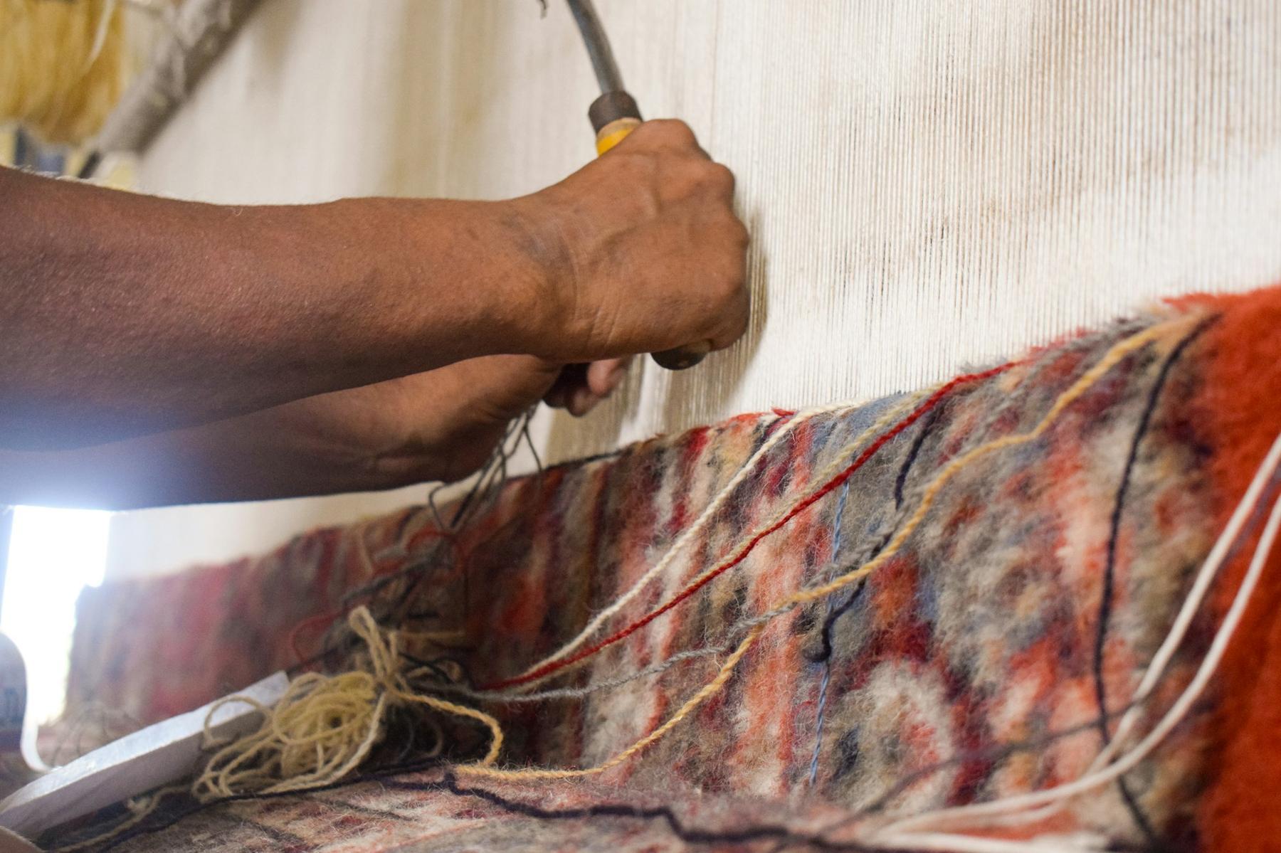 Hand-Tufted technique in progress