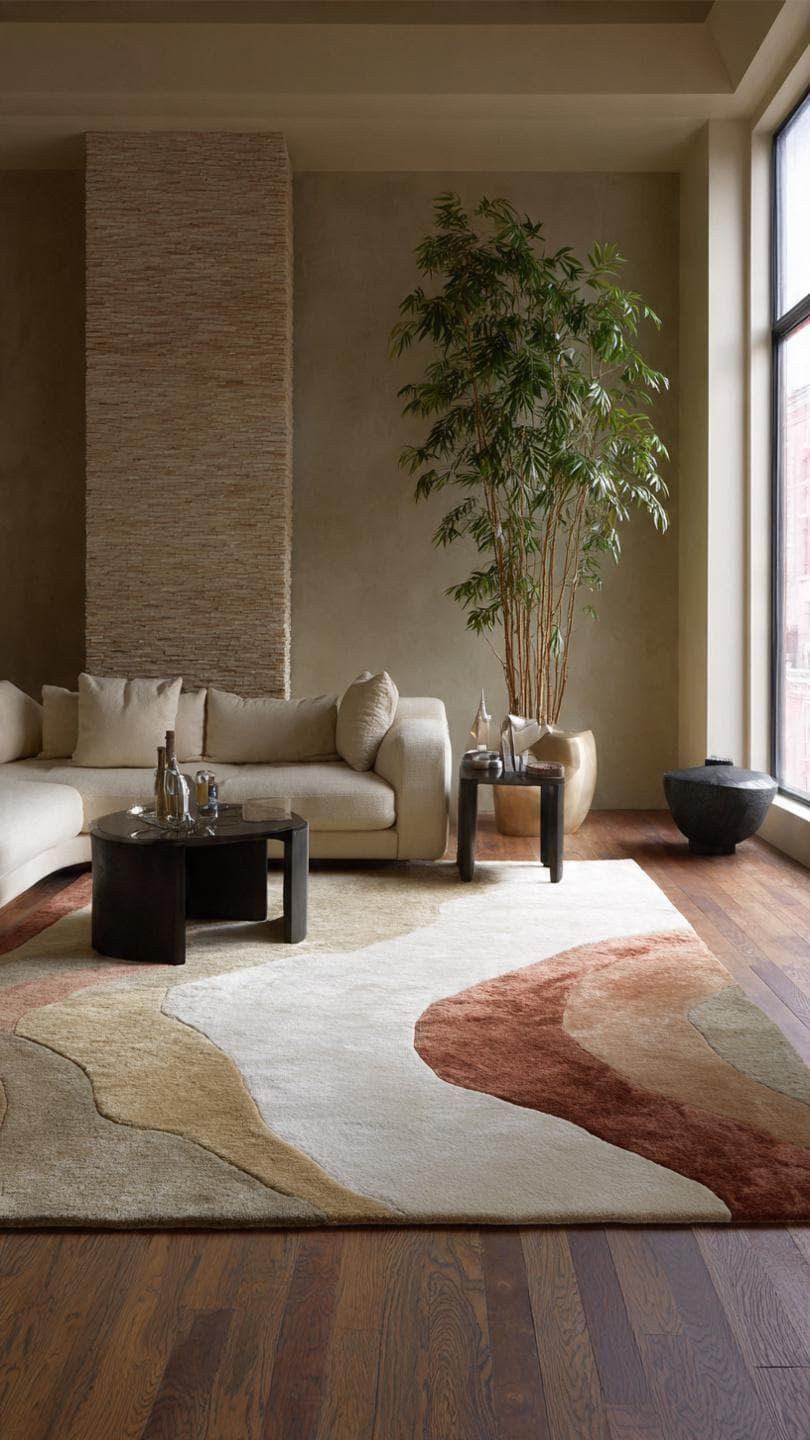A finished ornate hand-tufted rug
